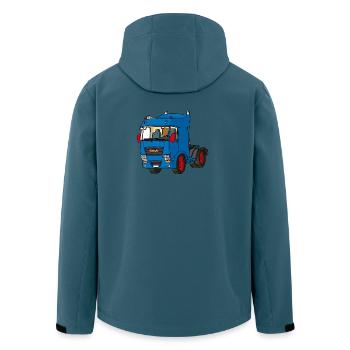 Tracteur bleu - Veste softshell homme en polyester recyclé Stanley/Stella - bleu pétrole foncé - Dos - AI Model Male 185 light (185cm)