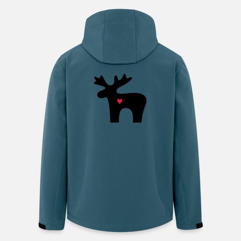 Moose coeur amour silhouette noel - Veste softshell homme en polyester recyclé Stanley/Stella - bleu pétrole foncé
