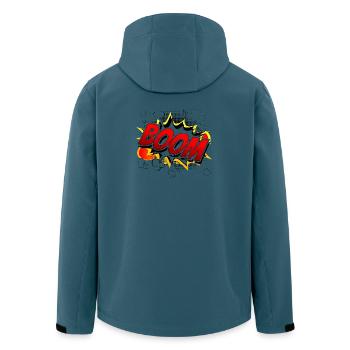 Boom Comic Grafik - Recycelte Männer Softshell-Jacke von Stanley/Stella - Dunkles Petrol - Hinten - AI Model Male 185 light (185cm)