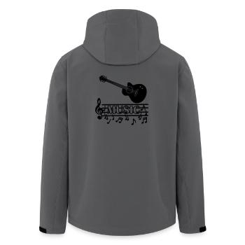 Logo de musique de guitare - Veste softshell homme en polyester recyclé Stanley/Stella - bleu pétrole foncé - Dos - AI Model Male 185 light (185cm)