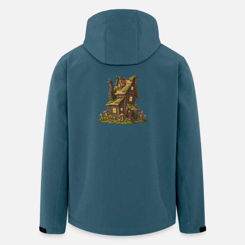 Fabuleuse maison forestière avec champignons - Veste softshell homme en polyester recyclé Stanley/Stella - bleu pétrole foncé