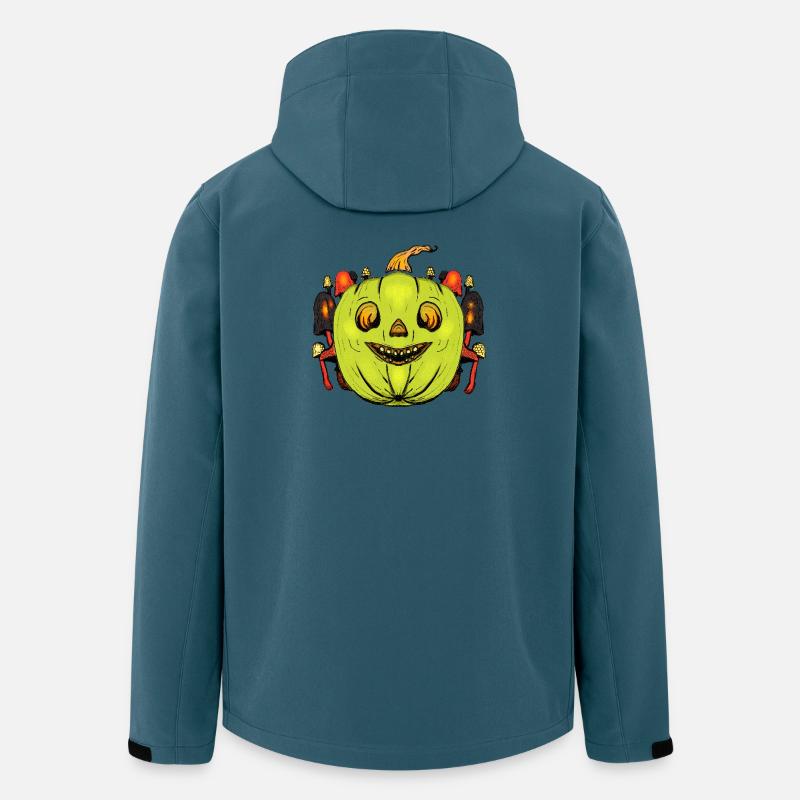 Grinsender Kürbis mit Pilzrahmen - Recycelte Männer Softshell-Jacke von Stanley/Stella - Dunkles Petrol