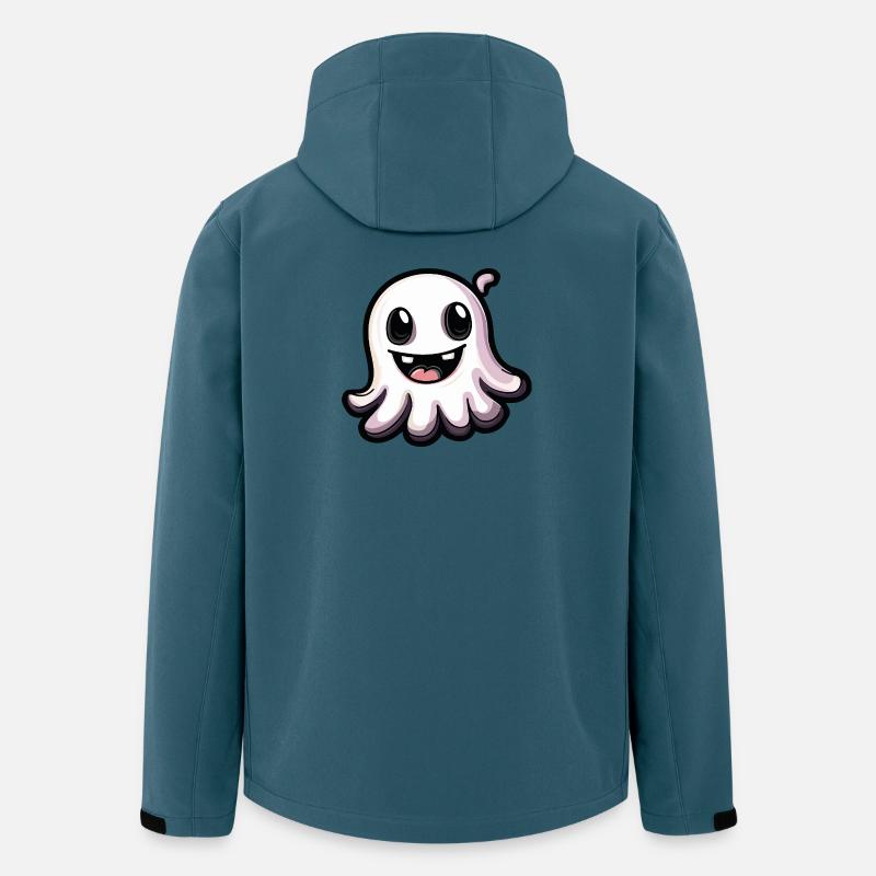 Fantôme Halloween Bande dessinée mignonne - Veste softshell homme en polyester recyclé Stanley/Stella - bleu pétrole foncé
