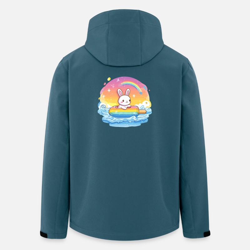 Petit lapin surfe la mer arc-en-ciel - Veste softshell homme en polyester recyclé Stanley/Stella - bleu pétrole foncé
