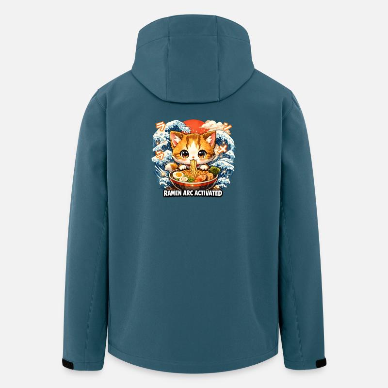 Kawaii Cat Ramen Nouilles Anime Chat - Veste softshell homme en polyester recyclé Stanley/Stella - bleu pétrole foncé