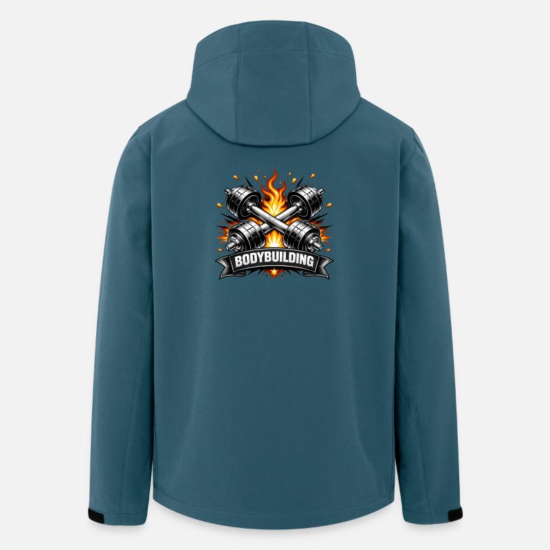 Haltères lourds croisés avec des lettres - Veste softshell homme en polyester recyclé Stanley/Stella - bleu pétrole foncé