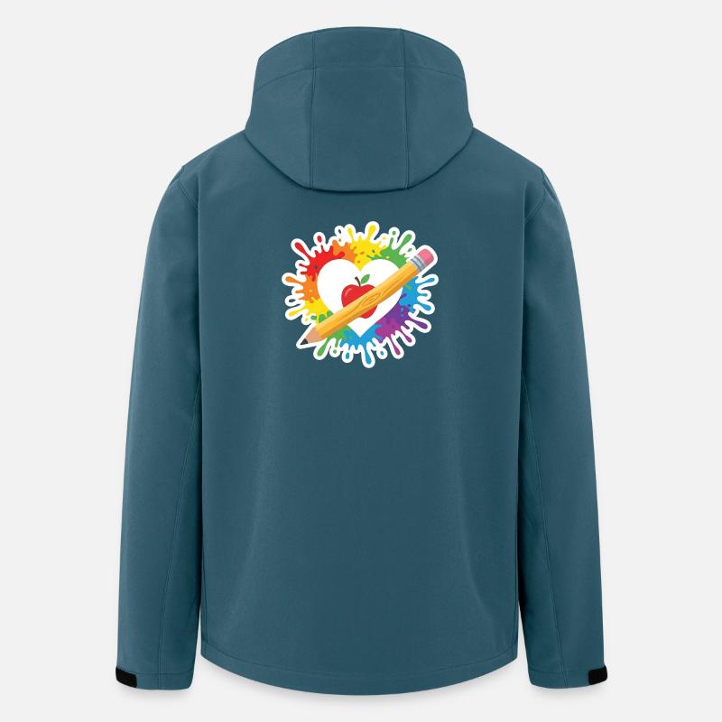 Lehrer Herz Regenbogen Apfel Buntstift Schule - Recycelte Männer Softshell-Jacke von Stanley/Stella - Dunkles Petrol