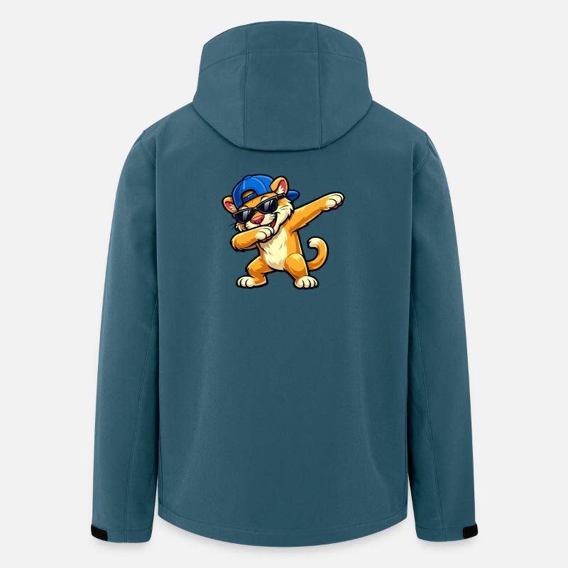 Cougar en train de dabber - Veste softshell homme en polyester recyclé Stanley/Stella - bleu pétrole foncé