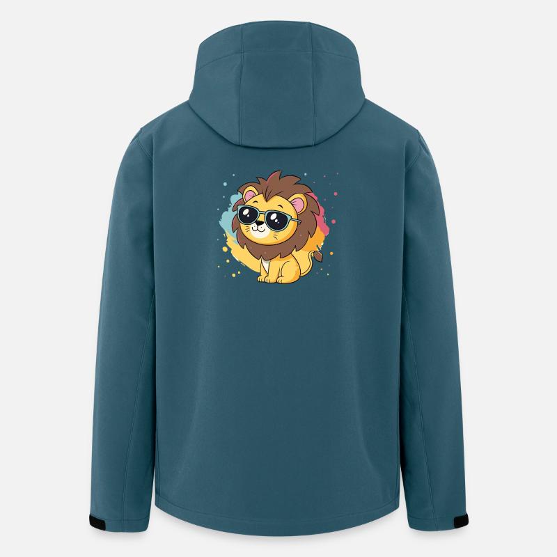 Bunter Löwe mit Brille - Recycelte Männer Softshell-Jacke von Stanley/Stella - Dunkles Petrol