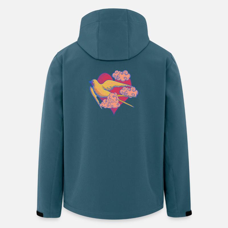 Herzvogel im Pop-Art Stil - Recycelte Männer Softshell-Jacke von Stanley/Stella - Dunkles Petrol
