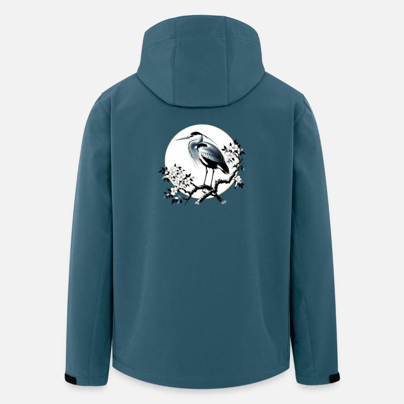 Grey White Heron Japanese Japan - Men’s Recycled Softshell Jacket by Stanley/Stella - stargazer