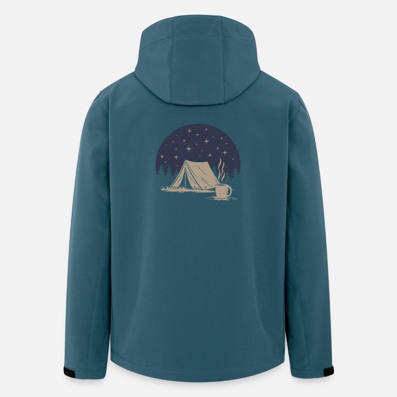 Camping und Kaffee - Recycelte Männer Softshell-Jacke von Stanley/Stella - Dunkles Petrol