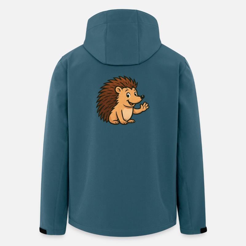 Hérisson mignon avec un visage heureux - Veste softshell homme en polyester recyclé Stanley/Stella - bleu pétrole foncé