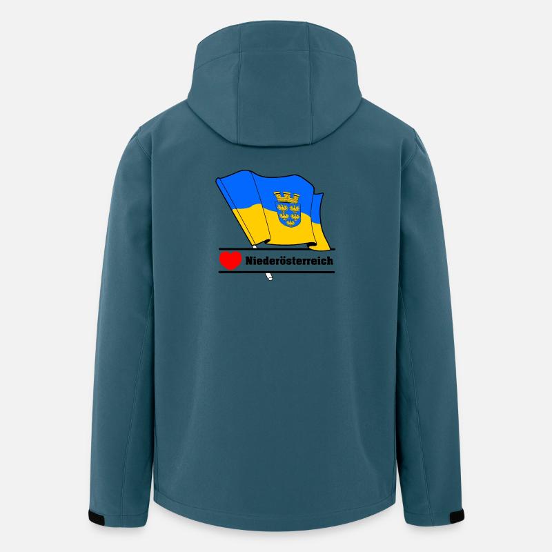 Drapeau de Basse-Autriche avec cœur - Veste softshell homme en polyester recyclé Stanley/Stella - bleu pétrole foncé