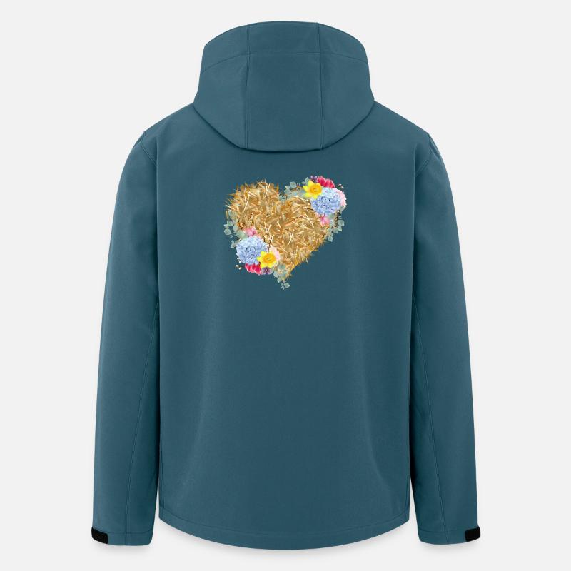 Herz aus Stroh mit Frühlingsblumen - Recycelte Männer Softshell-Jacke von Stanley/Stella - Dunkles Petrol