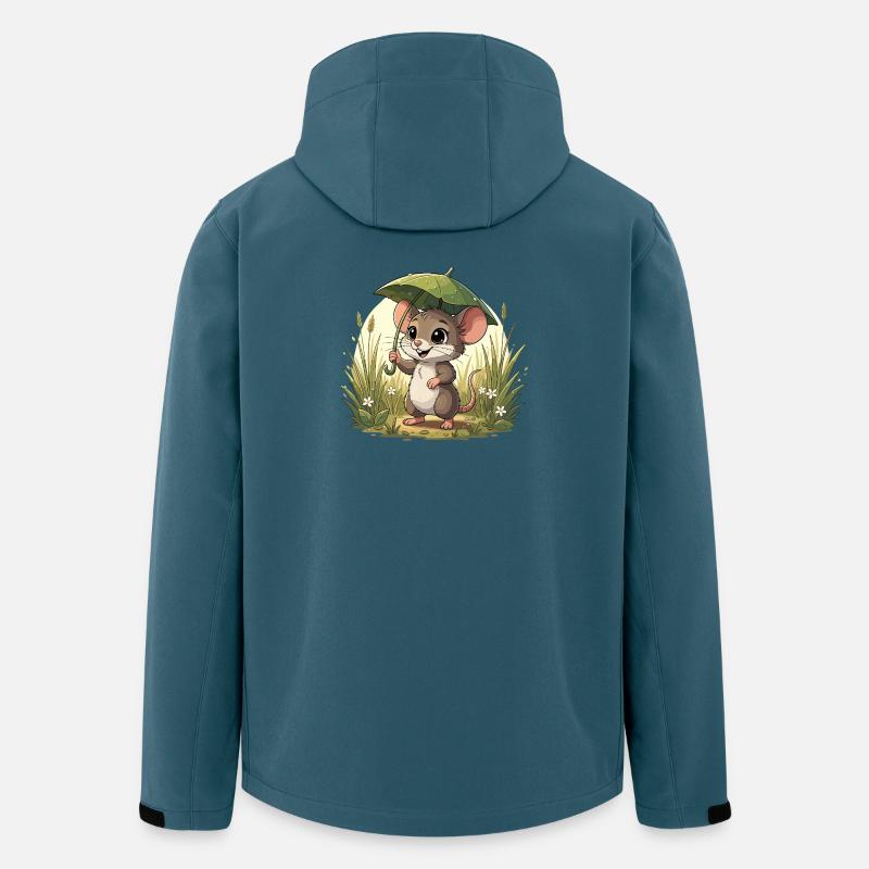 Kleines Mäuschen mit Schirm im Gras - Recycelte Männer Softshell-Jacke von Stanley/Stella - Dunkles Petrol
