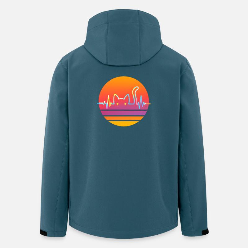 Katthjärtslags-kattälskare-presentidé - Softshelljacka herr i återvunnen polyester Discoverer Stanley/Stella - mörk petrol