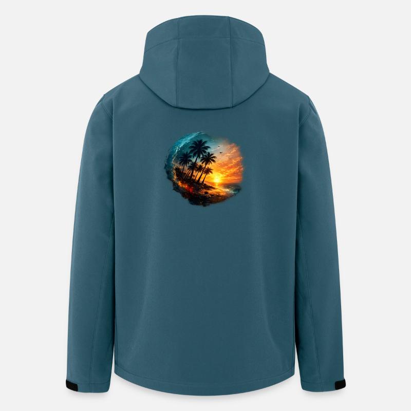 Sunset Palm Beach - Recycelte Männer Softshell-Jacke von Stanley/Stella - Dunkles Petrol
