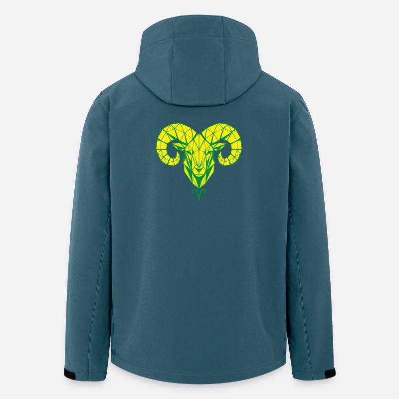 Geometrischer Widderkopf Gelbgrün - Recycelte Männer Softshell-Jacke von Stanley/Stella - Dunkles Petrol