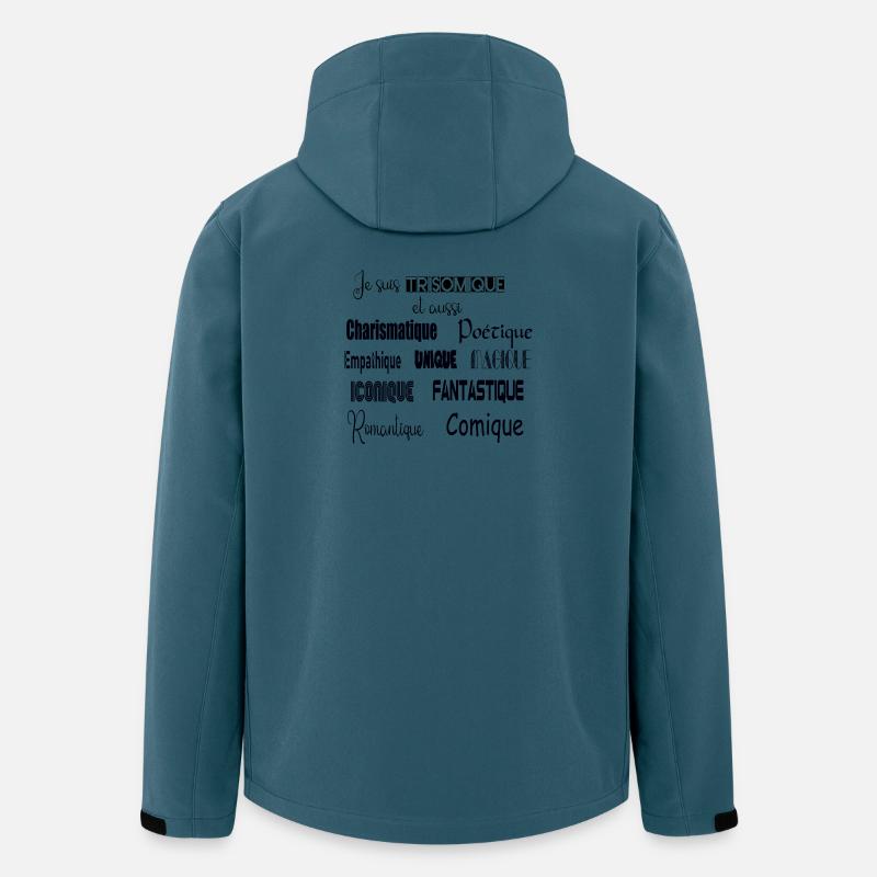 Je suis trisomique - Veste softshell homme en polyester recyclé Stanley/Stella - bleu pétrole foncé