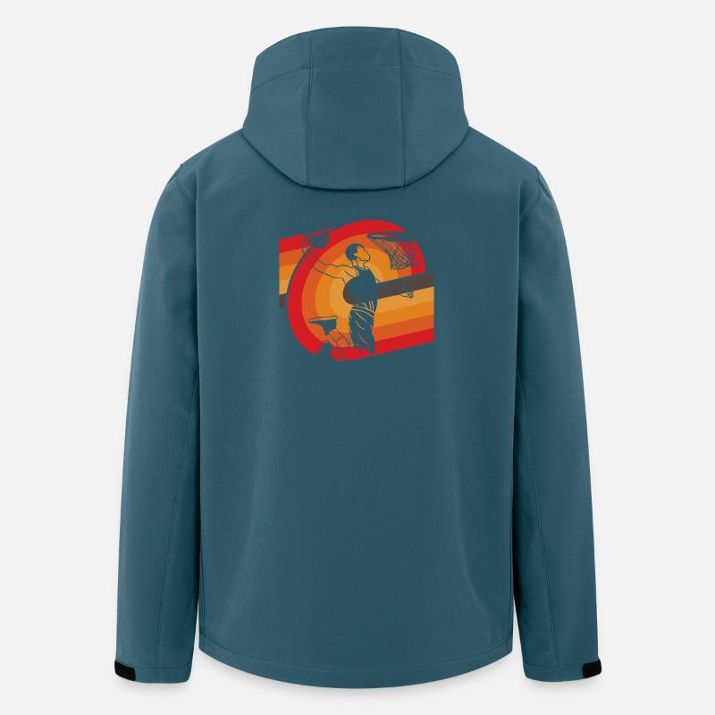 Basket-ball classique à l’ancienne design rétro - Veste softshell homme en polyester recyclé Stanley/Stella - bleu pétrole foncé