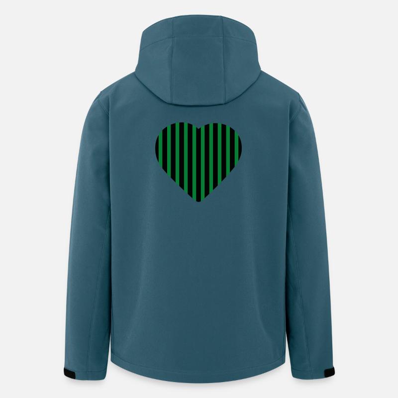 Cœur rayé vert contre noir vert-noir - Veste softshell homme en polyester recyclé Stanley/Stella - bleu pétrole foncé