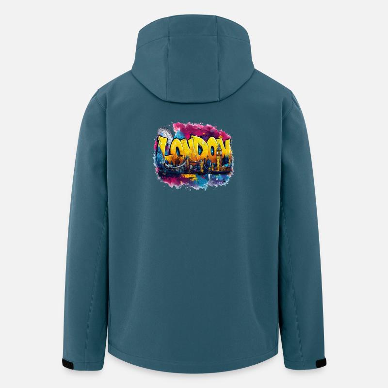 LONDON Graffiti Skyline Splash - Recycelte Männer Softshell-Jacke von Stanley/Stella - Dunkles Petrol