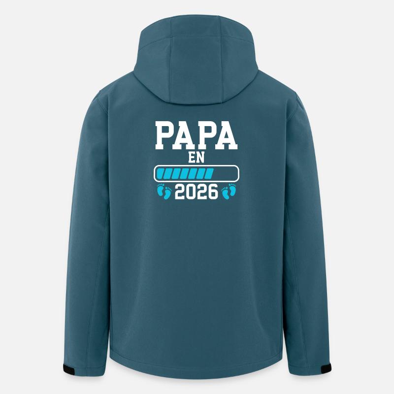 Futur papa 2026 annonce naissance - Veste softshell homme en polyester recyclé Stanley/Stella - bleu pétrole foncé