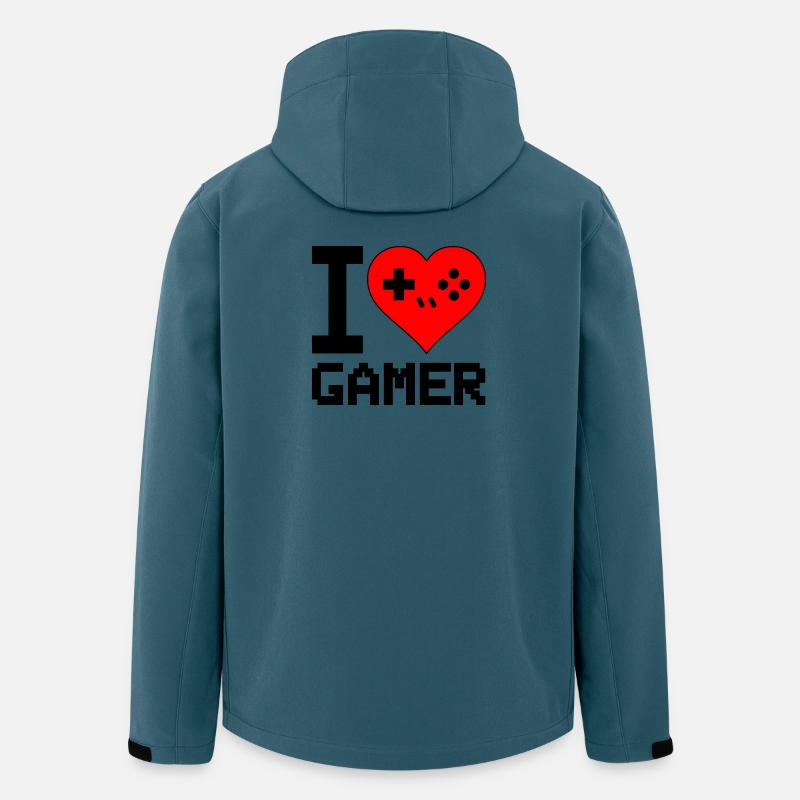 Herz mit Game-Controller Silhouette - Recycelte Männer Softshell-Jacke von Stanley/Stella - Dunkles Petrol