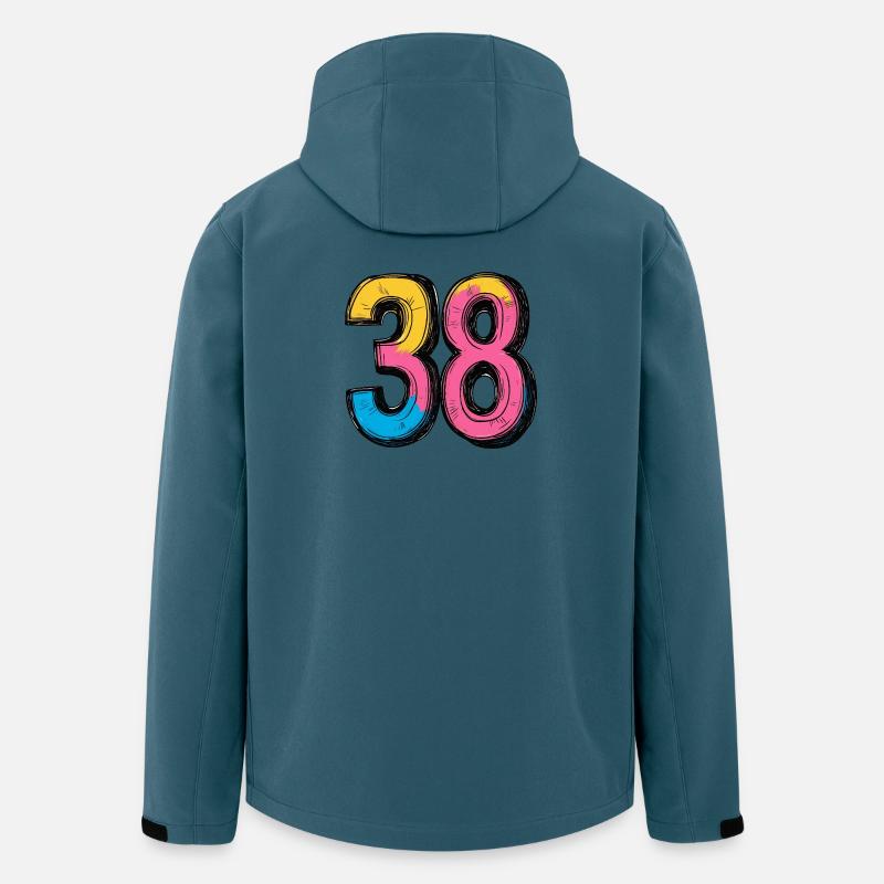 38 Zahl Bunt - Recycelte Männer Softshell-Jacke von Stanley/Stella - Dunkles Petrol