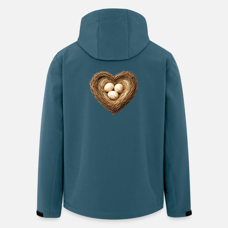 Herzförmiges Vogelnest mit Eiern - Recycelte Männer Softshell-Jacke von Stanley/Stella - Dunkles Petrol