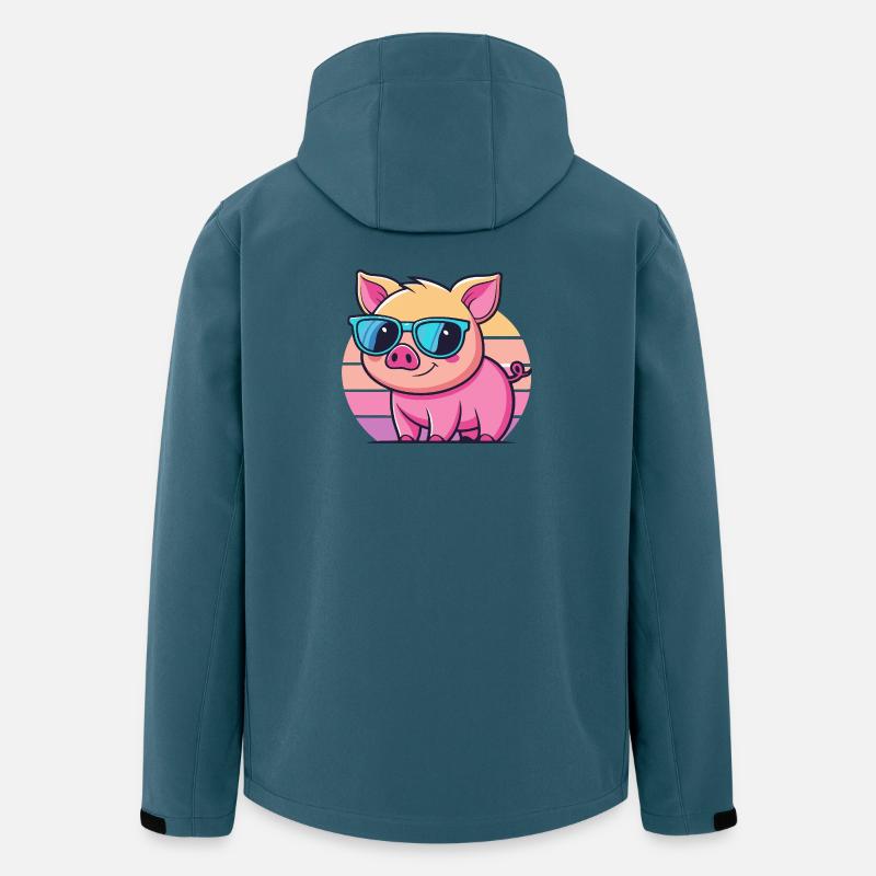 Cool Sun Pig mit blauer Brille - Recycelte Männer Softshell-Jacke von Stanley/Stella - Dunkles Petrol