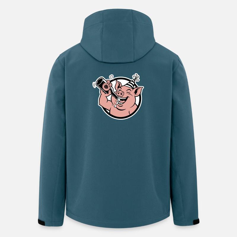 Cochon avec bouteille de célébration - Veste softshell homme en polyester recyclé Stanley/Stella - bleu pétrole foncé