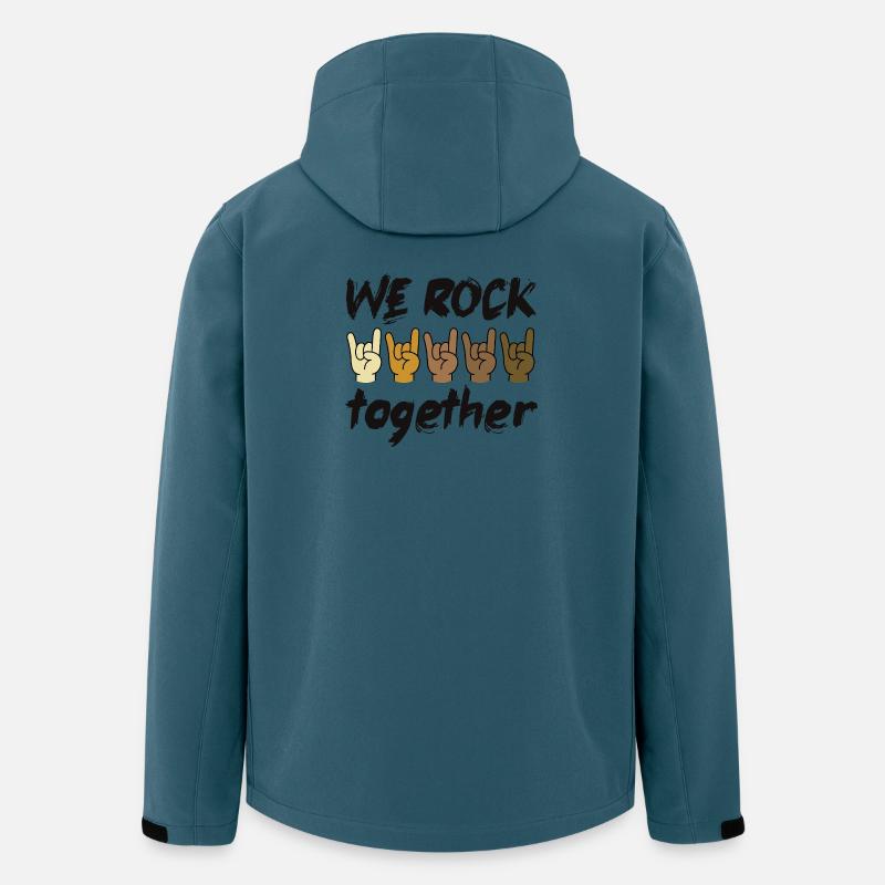 Nous nous côtoyons Diversité Inclusion Cohésion - Veste softshell homme en polyester recyclé Stanley/Stella - bleu pétrole foncé
