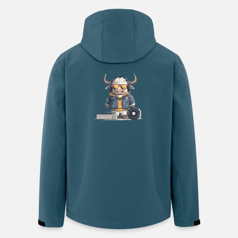 Stier DJ mit Kopfhörer - Recycelte Männer Softshell-Jacke von Stanley/Stella - Dunkles Petrol