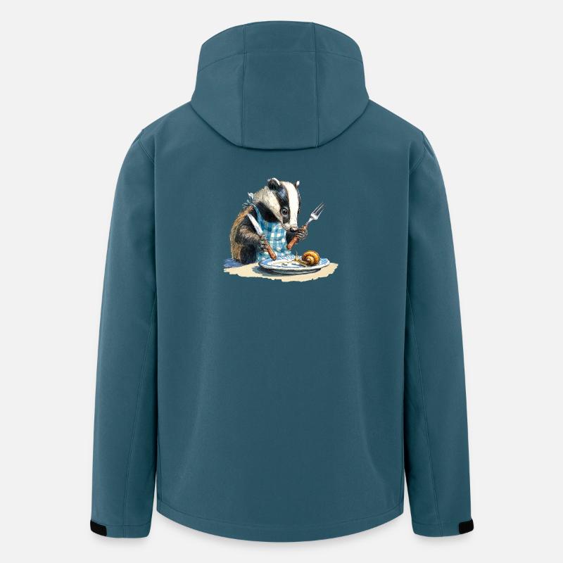 Dachs am Tisch mit Schnecke - Recycelte Männer Softshell-Jacke von Stanley/Stella - Dunkles Petrol