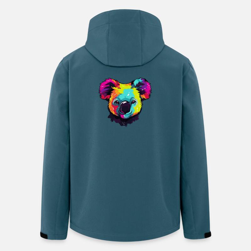 Bunter Koala Popkunst - Recycelte Männer Softshell-Jacke von Stanley/Stella - Dunkles Petrol
