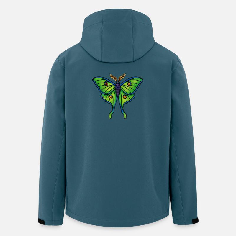 Fleur ailée de papillon vert néon - Veste softshell homme en polyester recyclé Stanley/Stella - bleu pétrole foncé