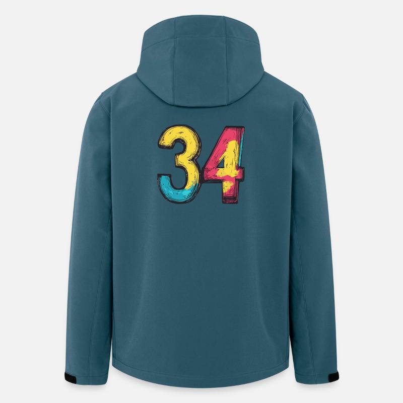 34 Zahl Bunt - Recycelte Männer Softshell-Jacke von Stanley/Stella - Dunkles Petrol