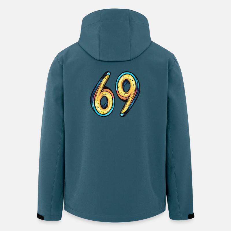 69 Zahl Bunt - Recycelte Männer Softshell-Jacke von Stanley/Stella - Dunkles Petrol