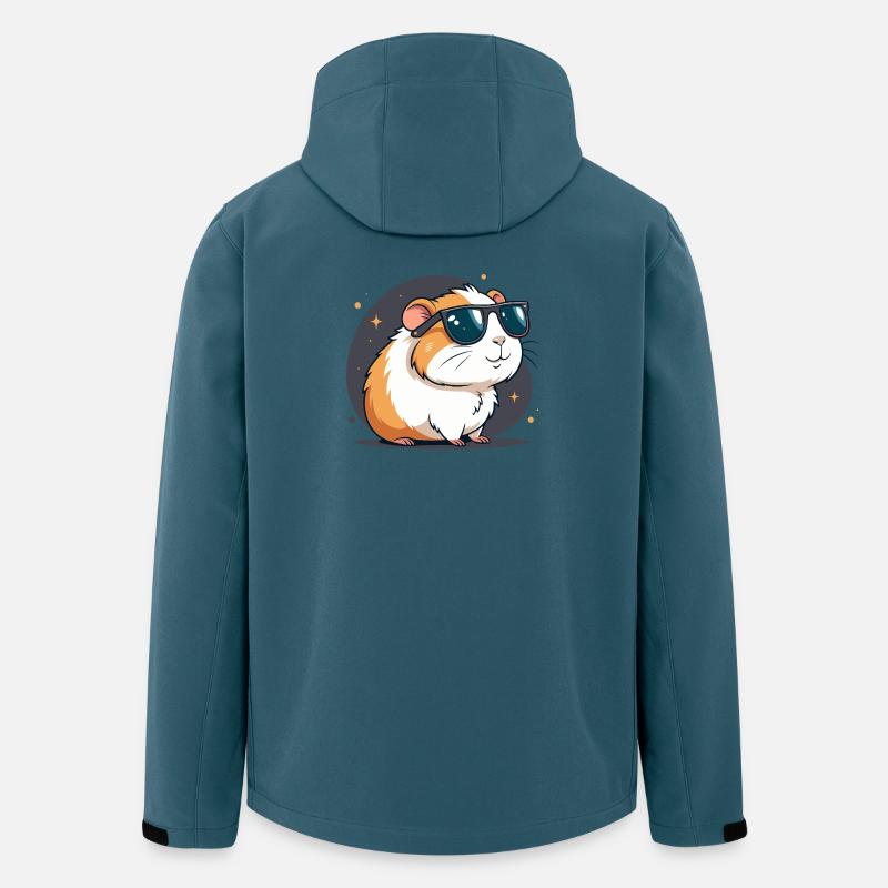 Hamster cool avec lunettes noires - Veste softshell homme en polyester recyclé Stanley/Stella - bleu pétrole foncé