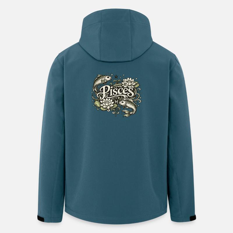 Fische Tierkreisfisch & Lilien - Recycelte Männer Softshell-Jacke von Stanley/Stella - Dunkles Petrol