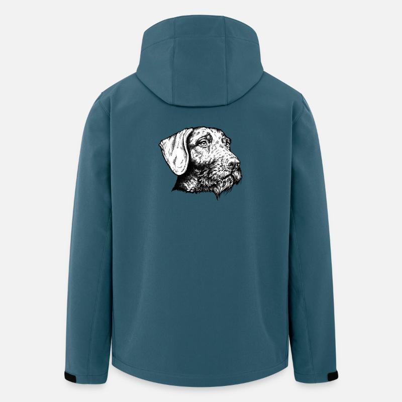 Portrait allemand à poil dur - Veste softshell homme en polyester recyclé Stanley/Stella - bleu pétrole foncé