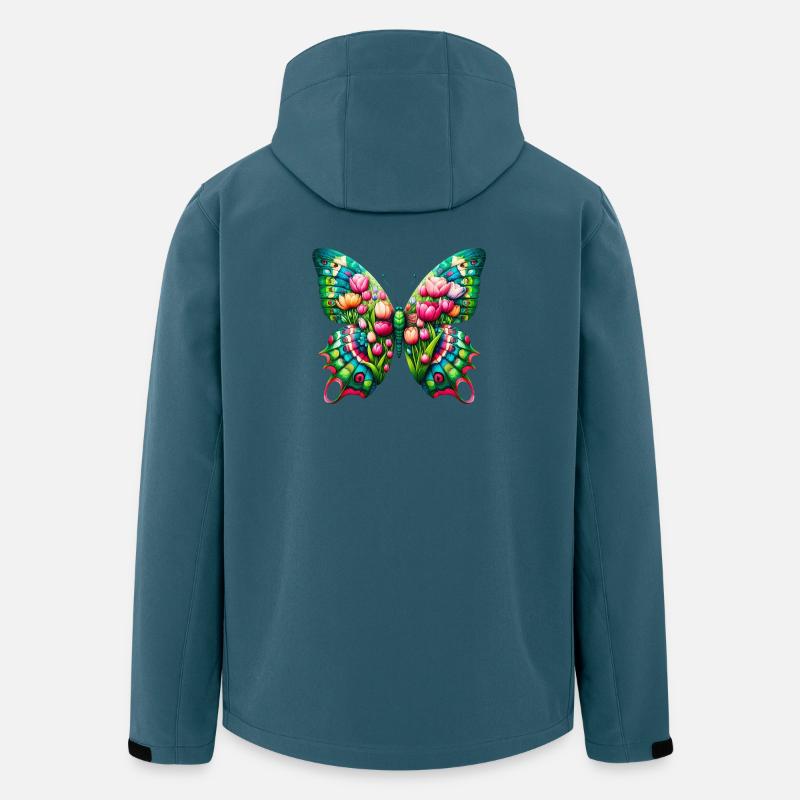Papillon Fleurs Tulipes Tulipe Hollande - Veste softshell homme en polyester recyclé Stanley/Stella - bleu pétrole foncé