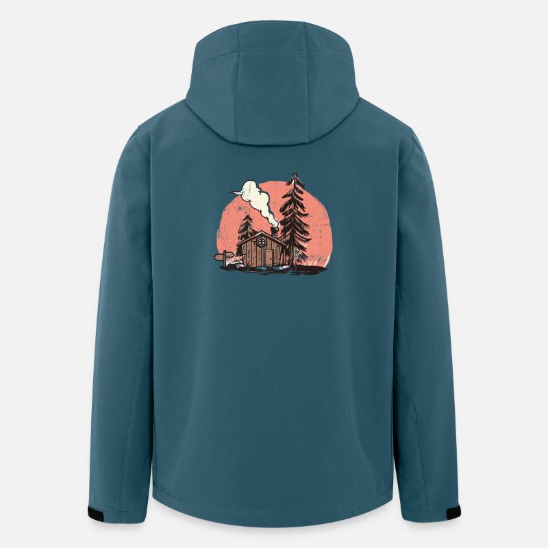 Gemütliche Waldhütte Illustration - Recycelte Männer Softshell-Jacke von Stanley/Stella - Dunkles Petrol