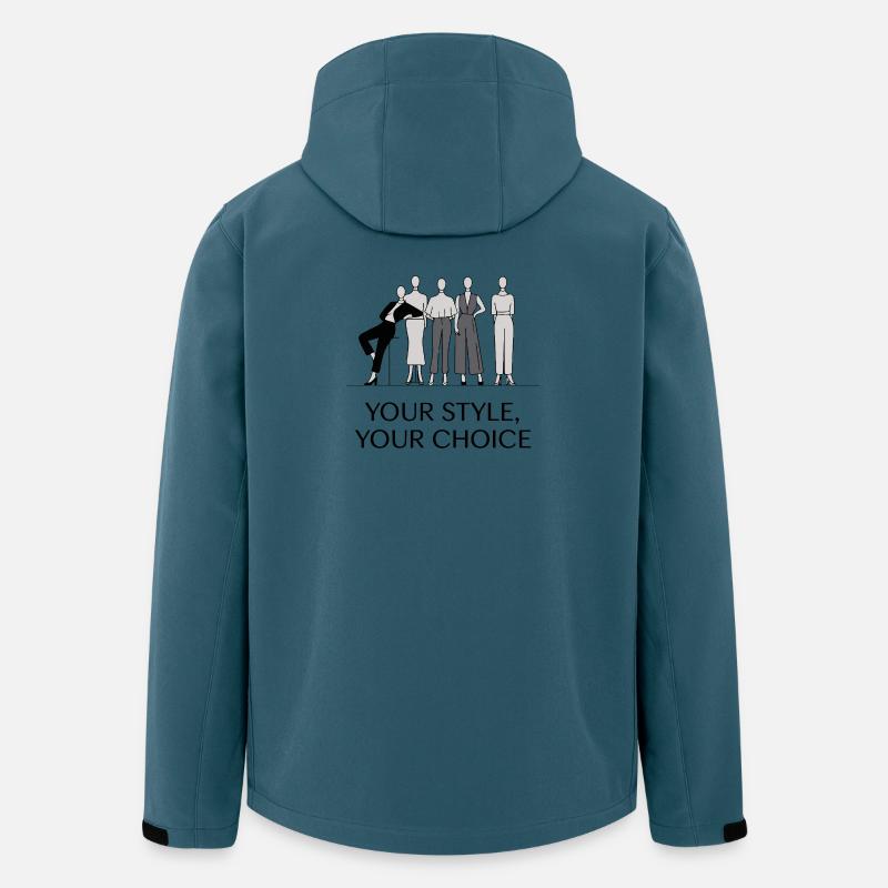 Elegantes monochromes Modeillustrationsset - Recycelte Männer Softshell-Jacke von Stanley/Stella - Dunkles Petrol