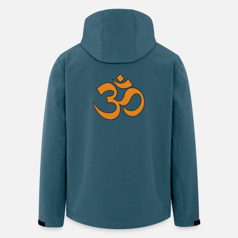 Om Symbol Orange auf Schwarz - Recycelte Männer Softshell-Jacke von Stanley/Stella - Dunkles Petrol