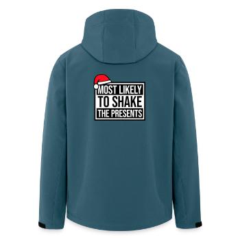 Most Likely to Shake the Presents Weihnachten Spaß - Recycelte Männer Softshell-Jacke von Stanley/Stella - Dunkles Petrol - Hinten - AI Model Male 185 light (185cm)
