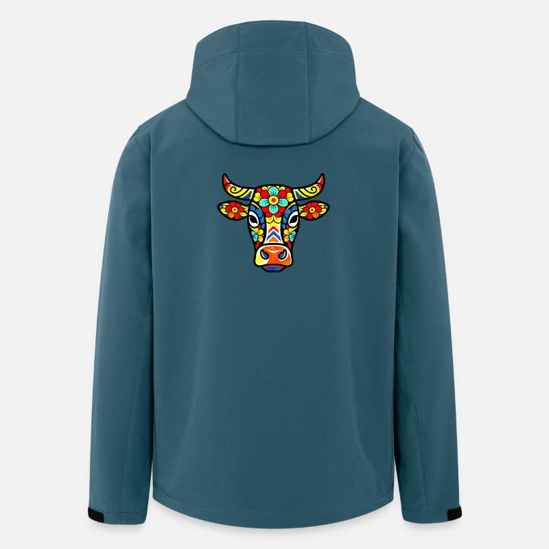 Kuhkopf bunte Blumen - Recycelte Männer Softshell-Jacke von Stanley/Stella - Dunkles Petrol
