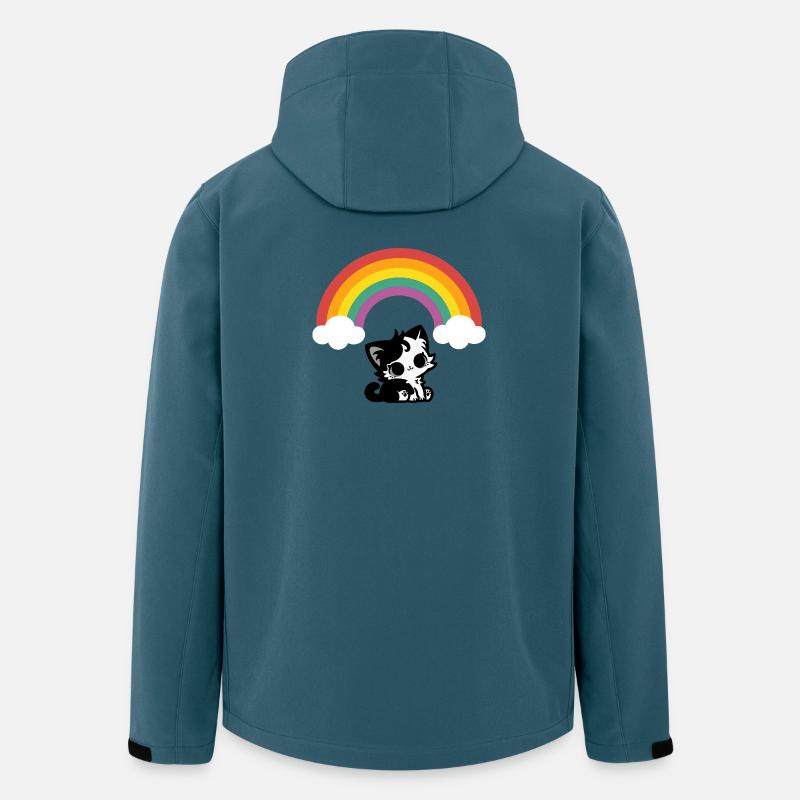 Goth Katze unterm Regenbogen Motiv - Recycelte Männer Softshell-Jacke von Stanley/Stella - Dunkles Petrol